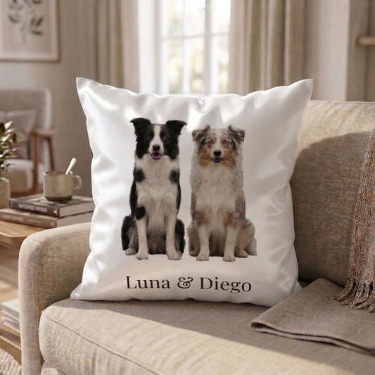 Personalisiertes Kissen mit deinem Hund & Namen 40x40 cm – Kuschelige Erinnerung für dein Zuhause