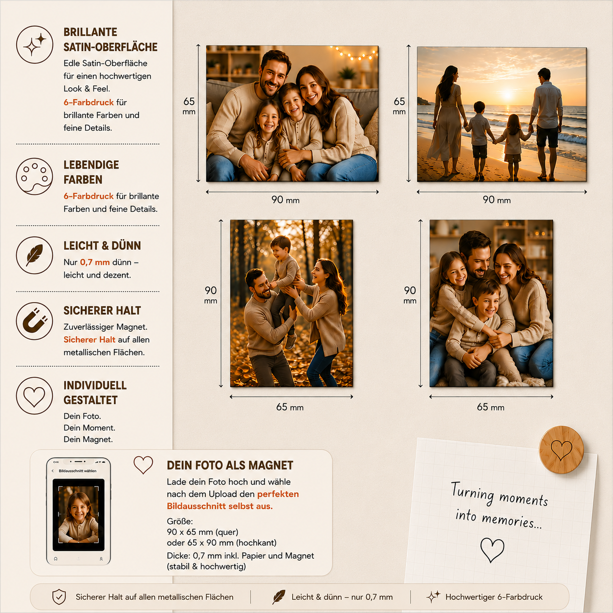 Fotomagnet personalisiert – Dein eigenes Foto als Magnet (90 × 65 mm)