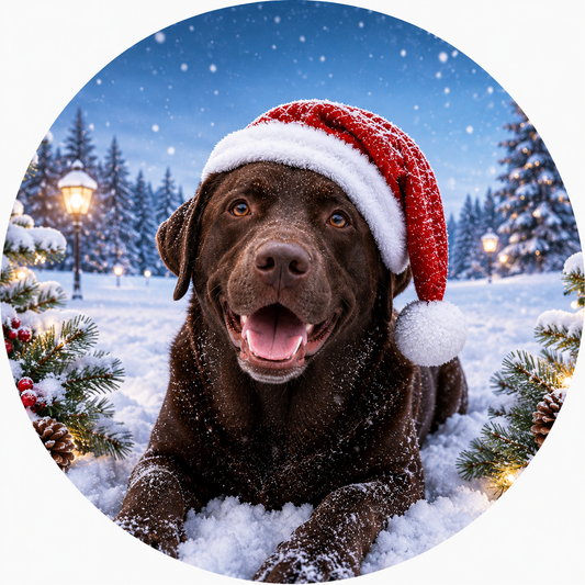 Schokoladen Labrador Keramikornament – Beidseitig bedruckter Weihnachtsbaumschmuck