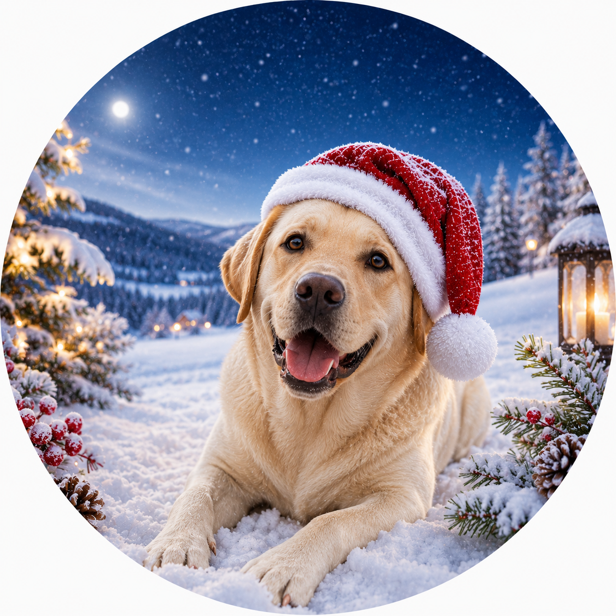 Labrador Keramikornament – Beidseitig bedruckter Weihnachtsbaumschmuck
