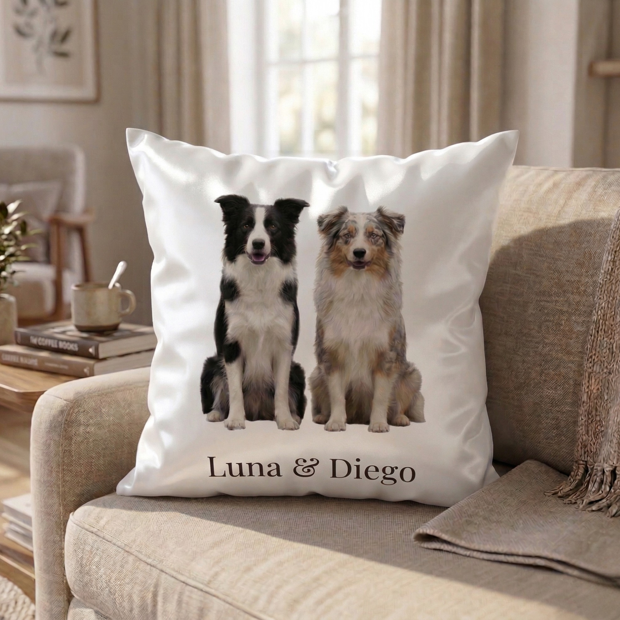 Personalisiertes Kissen mit deinem Hund & Namen 40x40 cm – Kuschelige Erinnerung für dein Zuhause