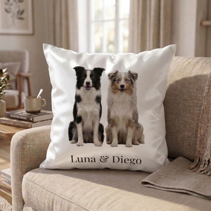 Personalisiertes Kissen mit deinem Hund & Namen 40x40 cm – Kuschelige Erinnerung für dein Zuhause