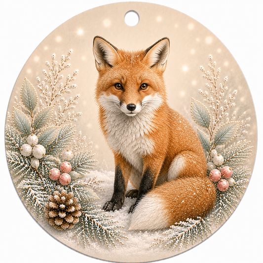 Fuchs Keramikornament – Beidseitig bedruckter Weihnachtsbaumschmuck