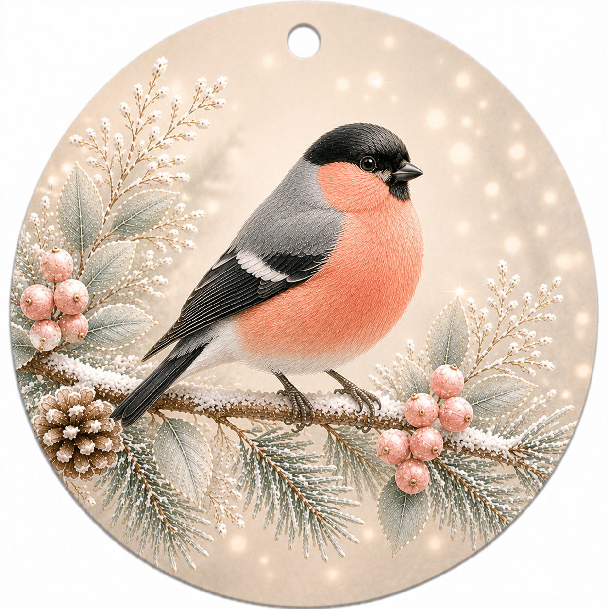 Gimpel Keramikornament – Beidseitig bedruckter Weihnachtsbaumschmuck
