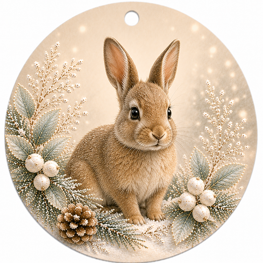 Hase Keramikornament – Beidseitig bedruckter Weihnachtsbaumschmuck