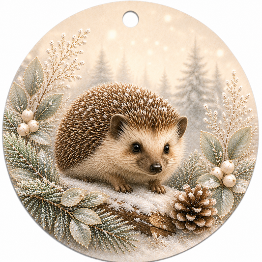 Igel Keramikornament – Beidseitig bedruckter Weihnachtsbaumschmuck (002)